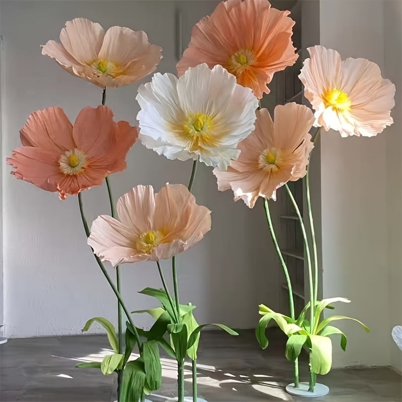 Super-large Paper Poppy Flowers 1pc Super-large Artificial Poppy Flowers - Fell To The Ground Decoration for Shopping Mall, Wedding Scene - Paper Art Flowers