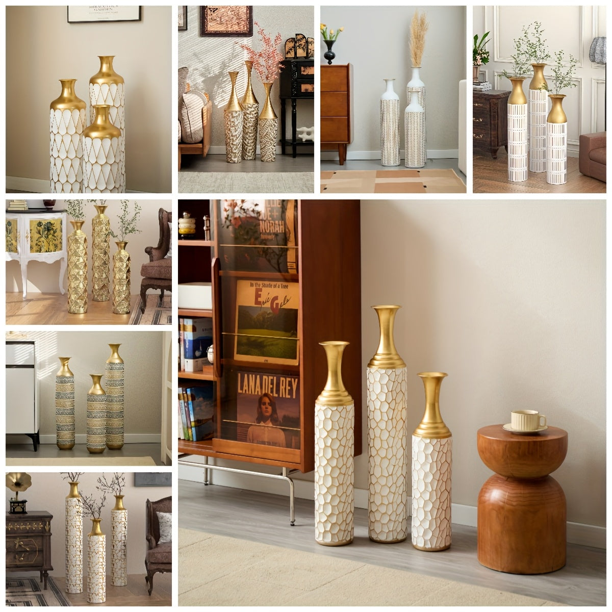 3pcs Set Of Gorgeous Metal Decorative Vases, Various Exquisite Patterned Vases, Home Decoration Flower Pots, Indoor Art Floor Decorations, Flower Arrangement, Fake Flowers, Reed Art, Housewarming Weddings, Mother'S Day Birthdays, Holiday Gifts