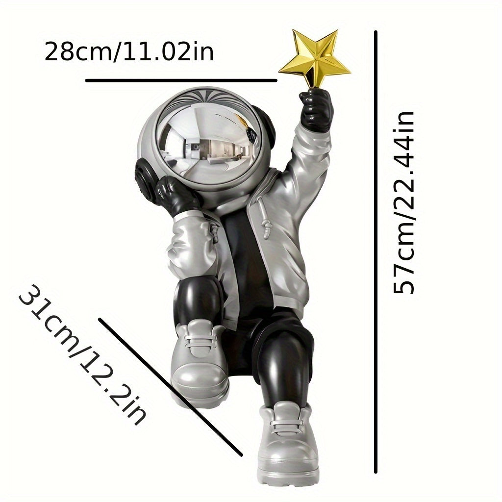 Large Astronaut Decor - with Tray, Space-Themed Floor Decoration for Living Room, Office, or Housewarming Gift - Durable Resin Construction, Indoor\u002FOutdoor Use - Modern Home & Commercial Decor - Easy Placement No Wiring Needed, Space Room Decor