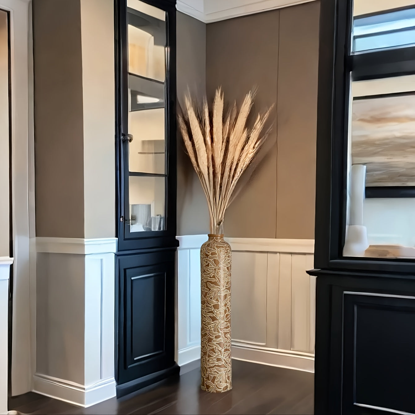 One Piece of a 29-Inch Tall Large Resin Floor Vase, Featuring Modern Simplicity for Home Decoration. Ideal for Living Rooms, Bedrooms, Kitchens, Weddings, Centerpieces, And As New Year Gifts for Loved Ones Or Housewarming Presents.