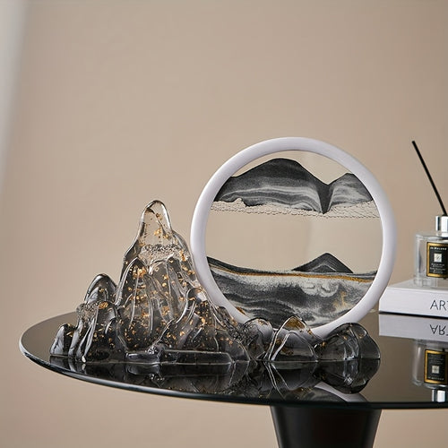 1pc Creative Rockery Statue Quicksand Painting Ornaments Home Decoration Porch Bookshelf Fireplace Bedroom Living Room Housewarming Gift Desktop Decoration