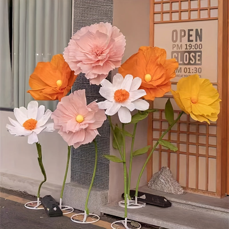 Super-large Paper Poppy Flowers 1pc Super-large Artificial Poppy Flowers - Fell To The Ground Decoration for Shopping Mall, Wedding Scene - Paper Art Flowers