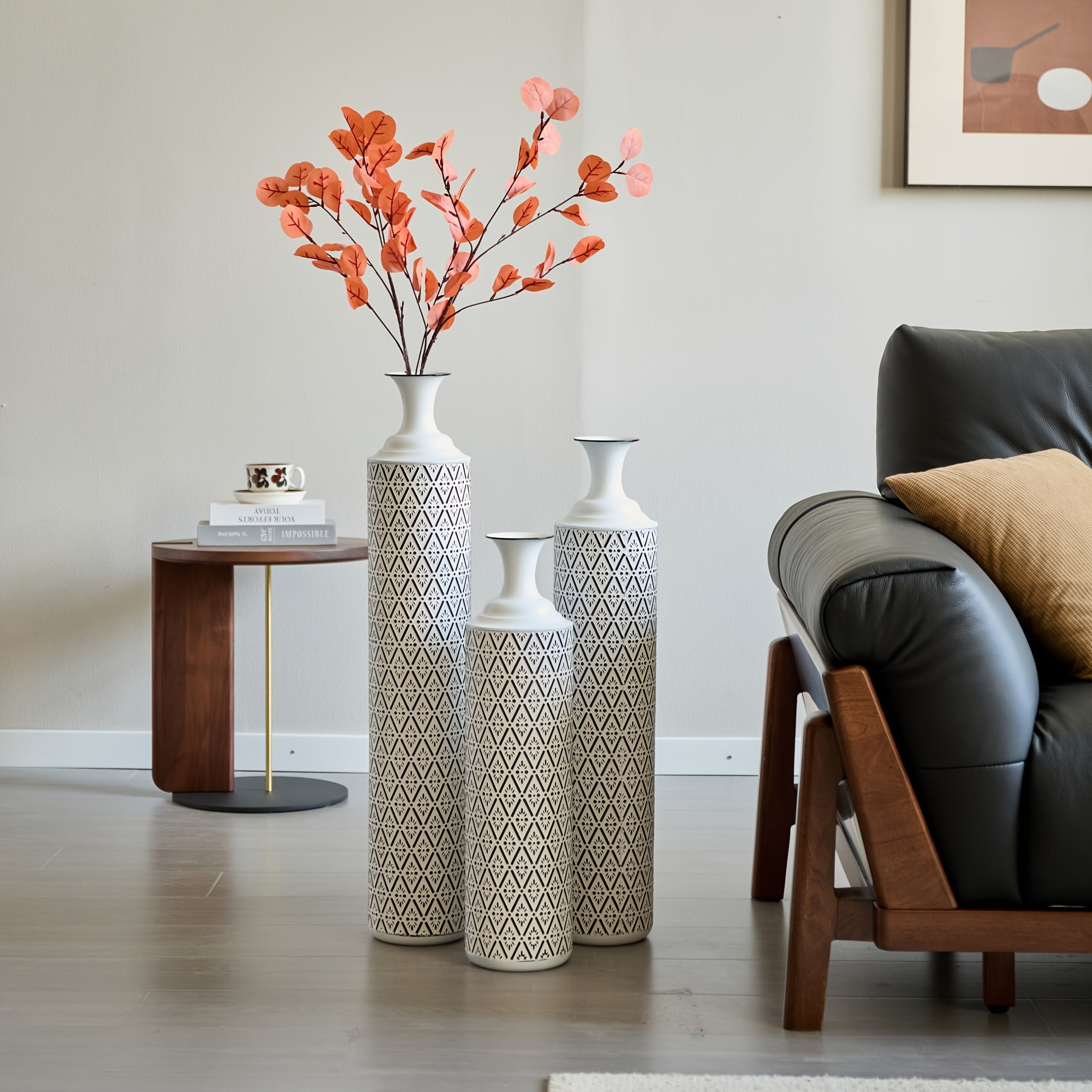 3pcs Set Of Gorgeous Metal Decorative Vases, Various Exquisite Patterned Vases, Home Decoration Flower Pots, Indoor Art Floor Decorations, Flower Arrangement, Fake Flowers, Reed Art, Housewarming Weddings, Mother'S Day Birthdays, Holiday Gifts