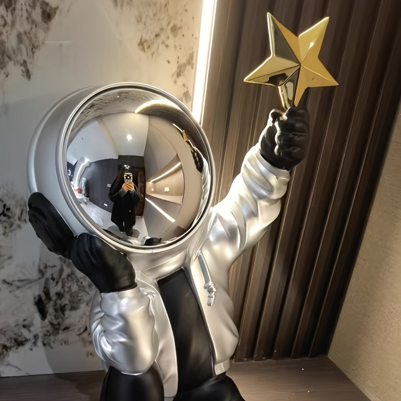 Large Astronaut Decor - with Tray, Space-Themed Floor Decoration for Living Room, Office, or Housewarming Gift - Durable Resin Construction, Indoor\u002FOutdoor Use - Modern Home & Commercial Decor - Easy Placement No Wiring Needed, Space Room Decor