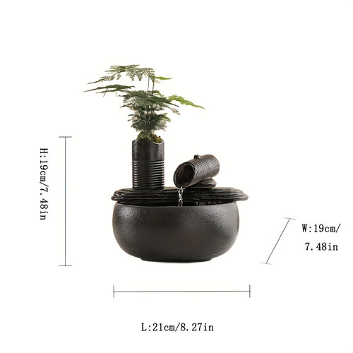 1pc Ceramic Fountain 1pc Ceramic USB-Powered Desktop Fountain | Peaceful Waterfall Design, Ideal for Living Room, Bedroom, Yoga Studio, Hotel, and Library Decor, Indoor Use, Modern Home Office Decor